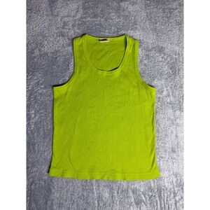 Copper Key Tank Top Women XL Lime Green Excellent Ribbed Cotton Scoop Neck Basic